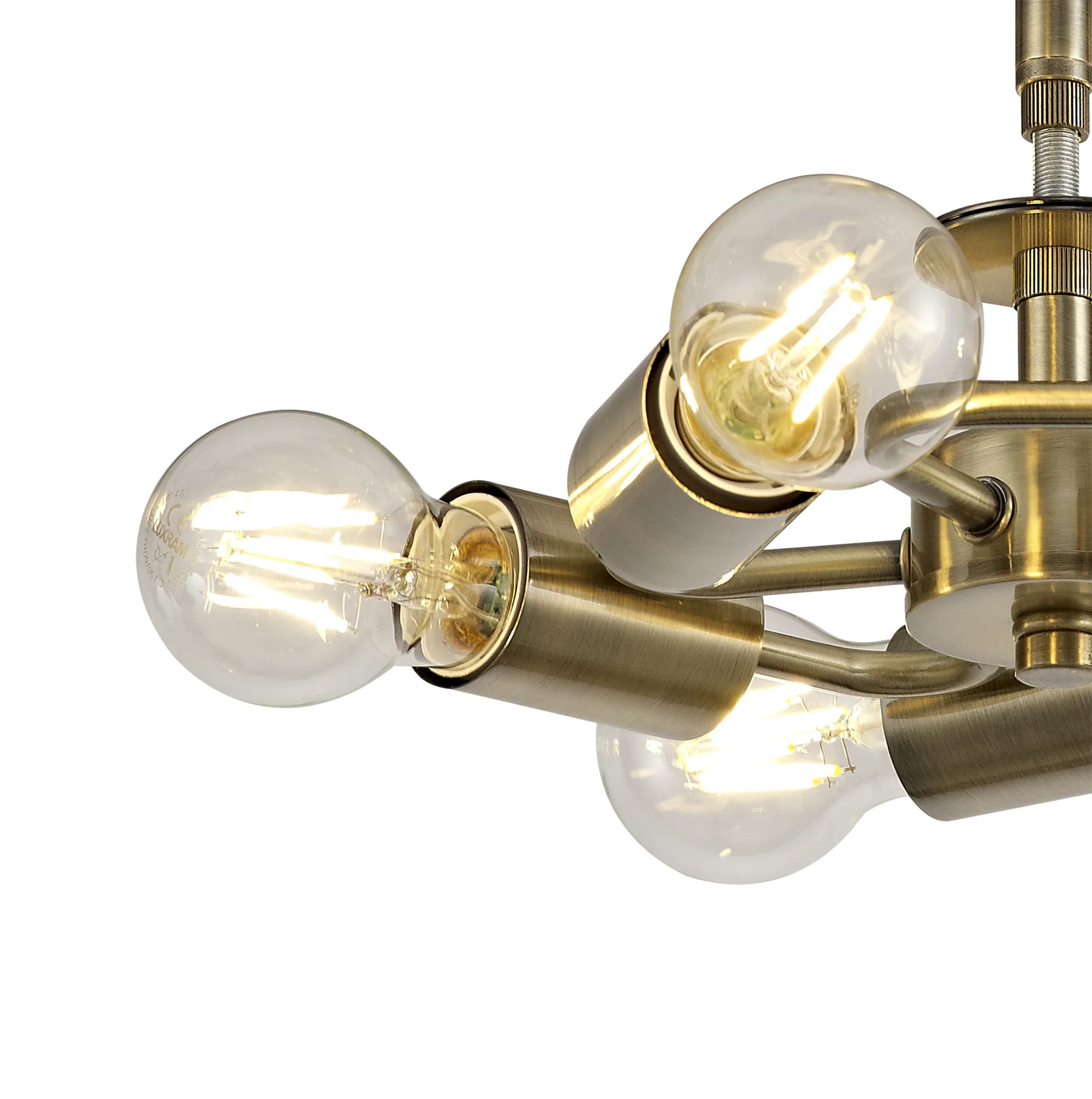 Baymont 50cm Semi Flush 5 Light Antique Brass, Gold Leaf, Frosted Diffuser DK0848  Deco Baymont AB GL